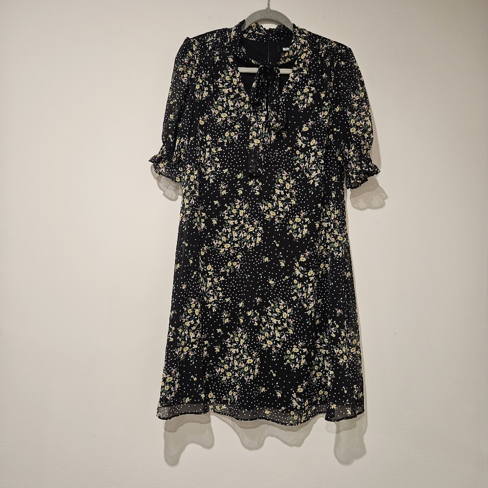 DKNY Black Floral  Dress, Size 10, Multicolor